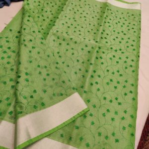 Buy Kota Doria Saree Online, KotaDoria, Silk SareesKota Doria Tissue Saree Embroidery Work Running Blouse NiFiZ