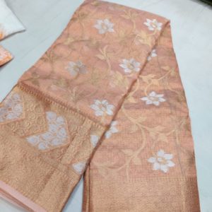 Kota Doria Tissue Saree Heavy Pallu And Blouse Weaving Work OnFoFiZ